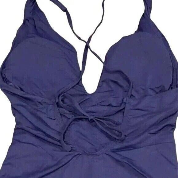 NWT Andie Bali One Piece Swimsuit Deep V Neck UPF 50 RemovableCups XLT Navy Blue - Picture 9 of 14